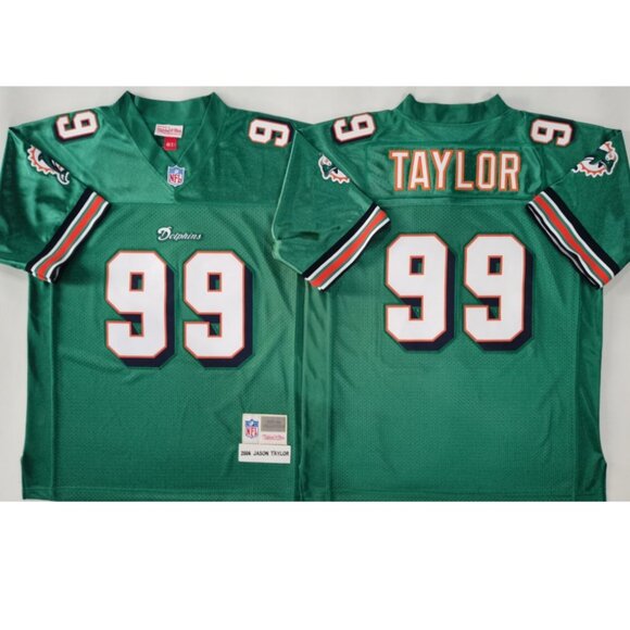 Mens Youths Kids Womens Jason Taylor Aqua Stitched Jersey